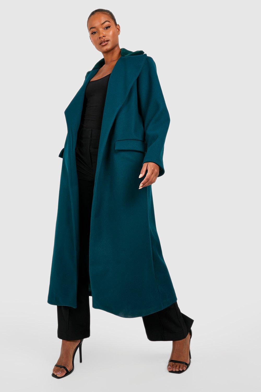 Tall Manteau oversize effet laine bordure en fausse fourrure